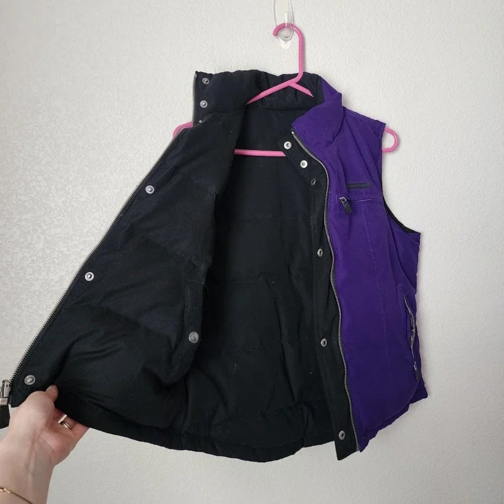 LAUREN RALPH LAUREN Reversible Vest Purple Black Quilted Puffer Jacket Gorpcore